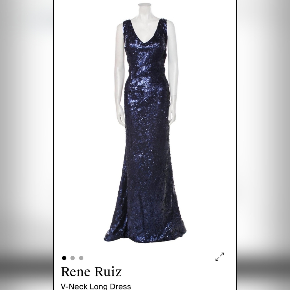 Rene Ruiz Long Blue Evening Gown